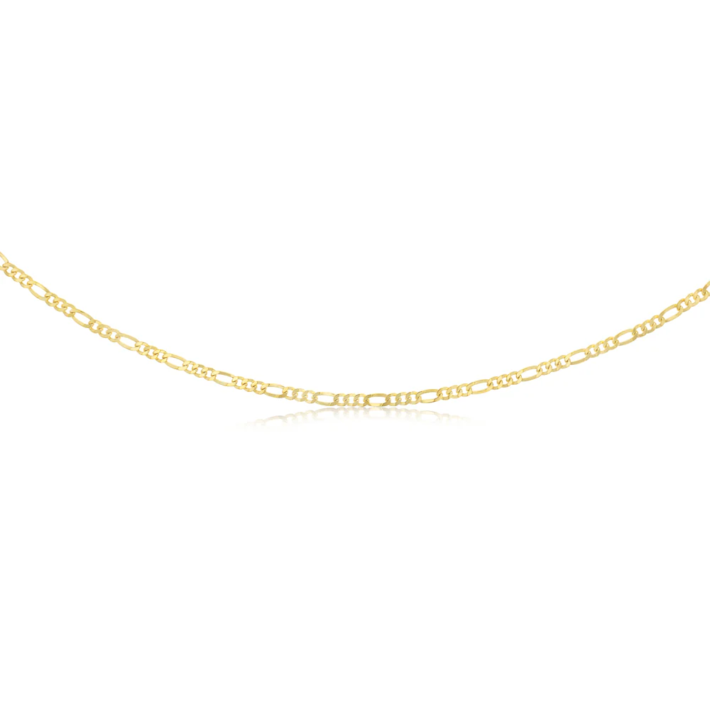 9ct Yellow Gold Silver Filled Figaro 1:3 100 Gauge 55cm Chain - Image 2