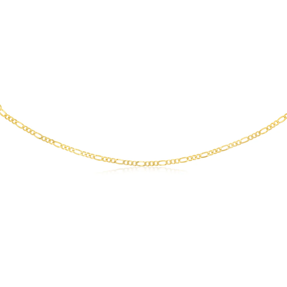 9ct Yellow Gold Silver Filled Figaro 1:3 100 Gauge 55cm Chain - Image 2