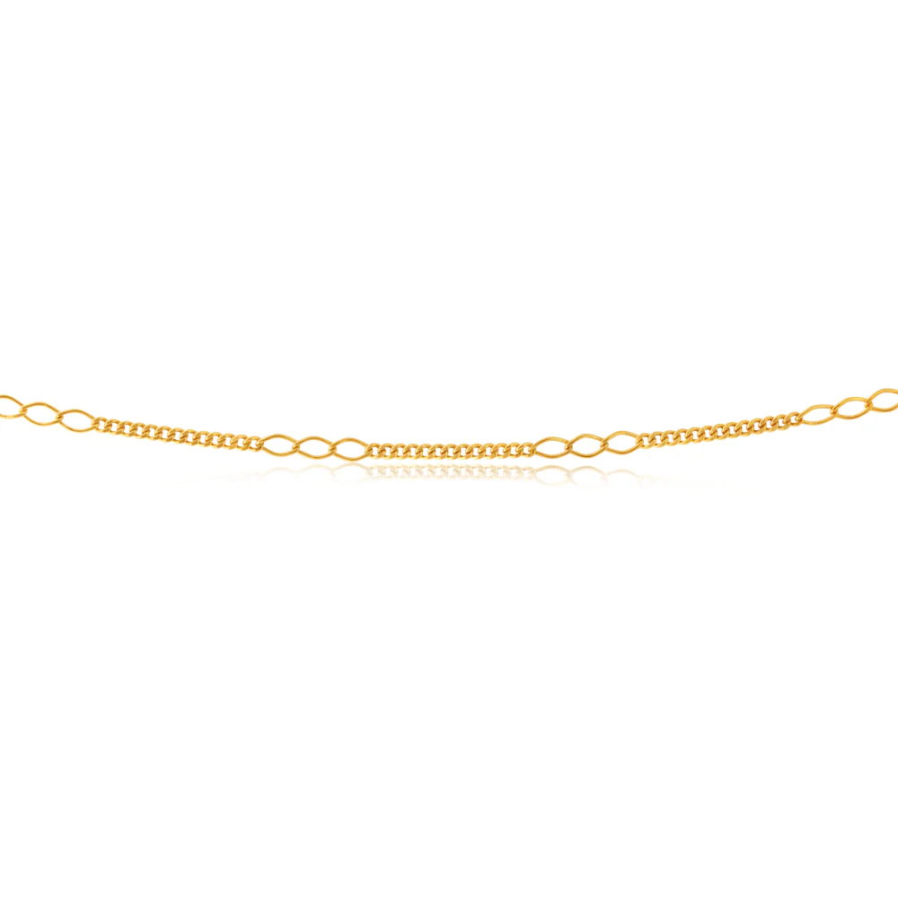 9ct Yellow Gold Silver Filled Figaro 50cm Chain - Image 2