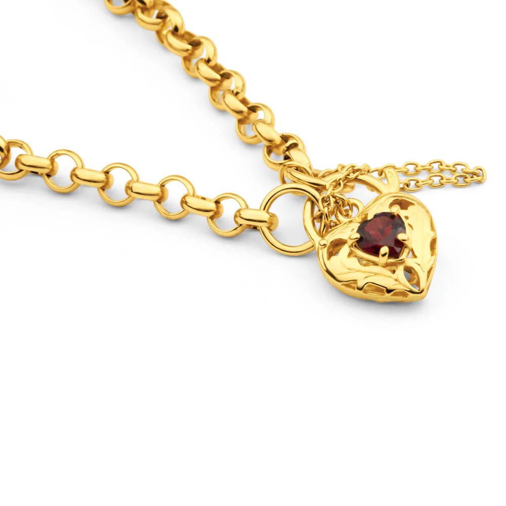 9ct Yellow Gold Silver Filled Garnet Belcher Bracelet - Image 2
