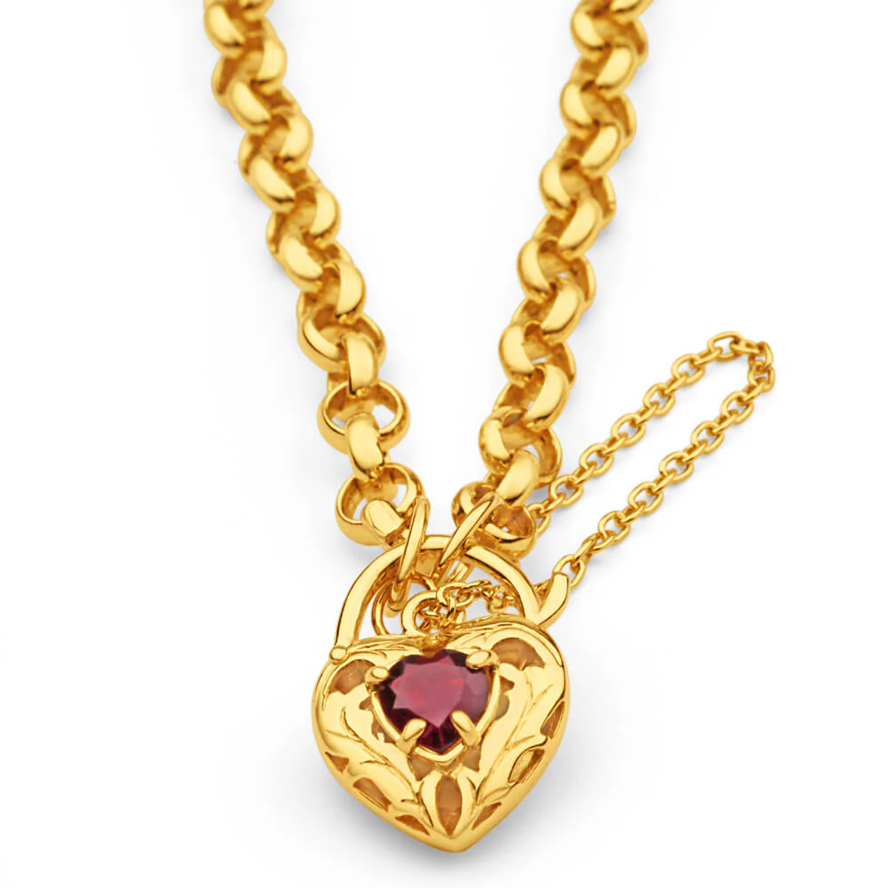 9ct Yellow Gold Silver Filled Garnet Belcher Bracelet - Image 3