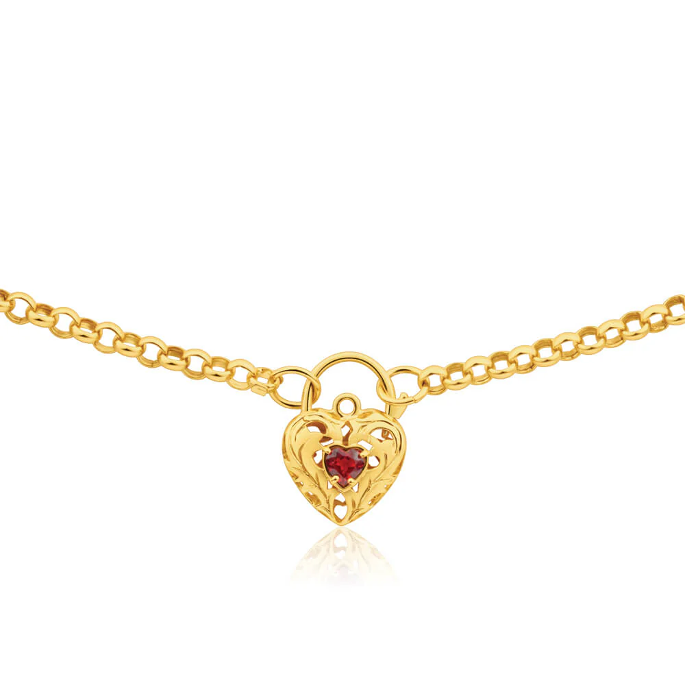 9ct Yellow Gold Silver Filled Garnet Belcher Chain - Image 2