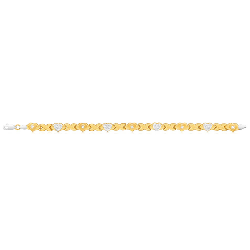 9ct Yellow Gold Silver Filled Heart Fancy 19cm Bracelet - Image 2