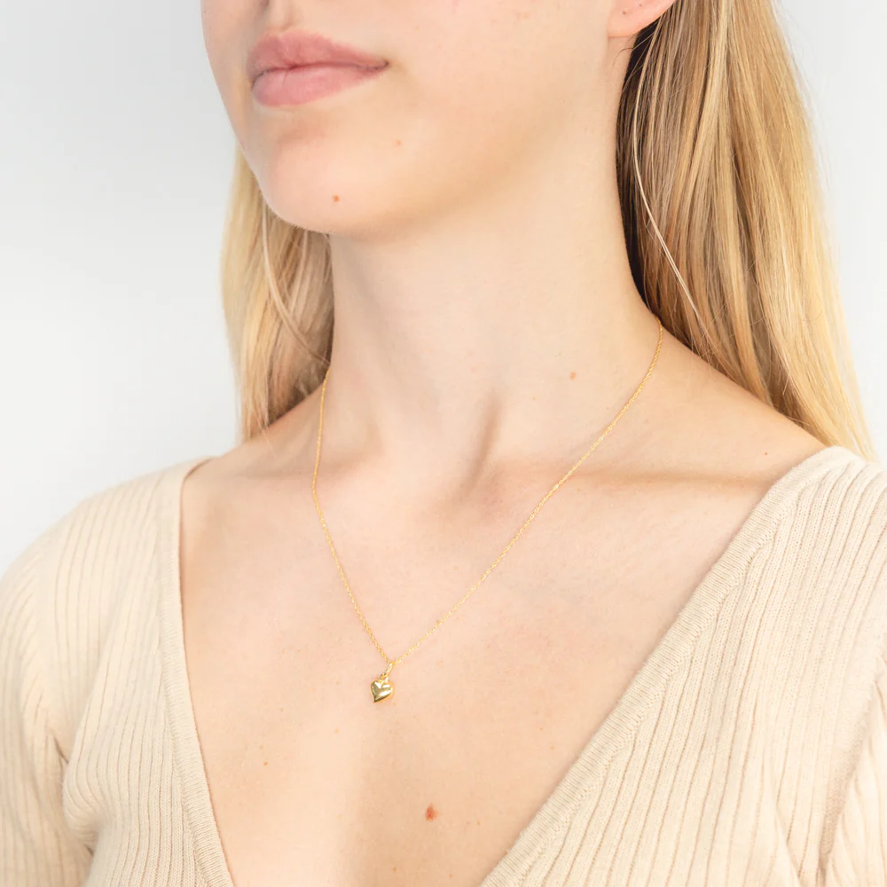9ct Yellow Gold Silver Filled Heart Pendant With 45cm Chain - Image 2