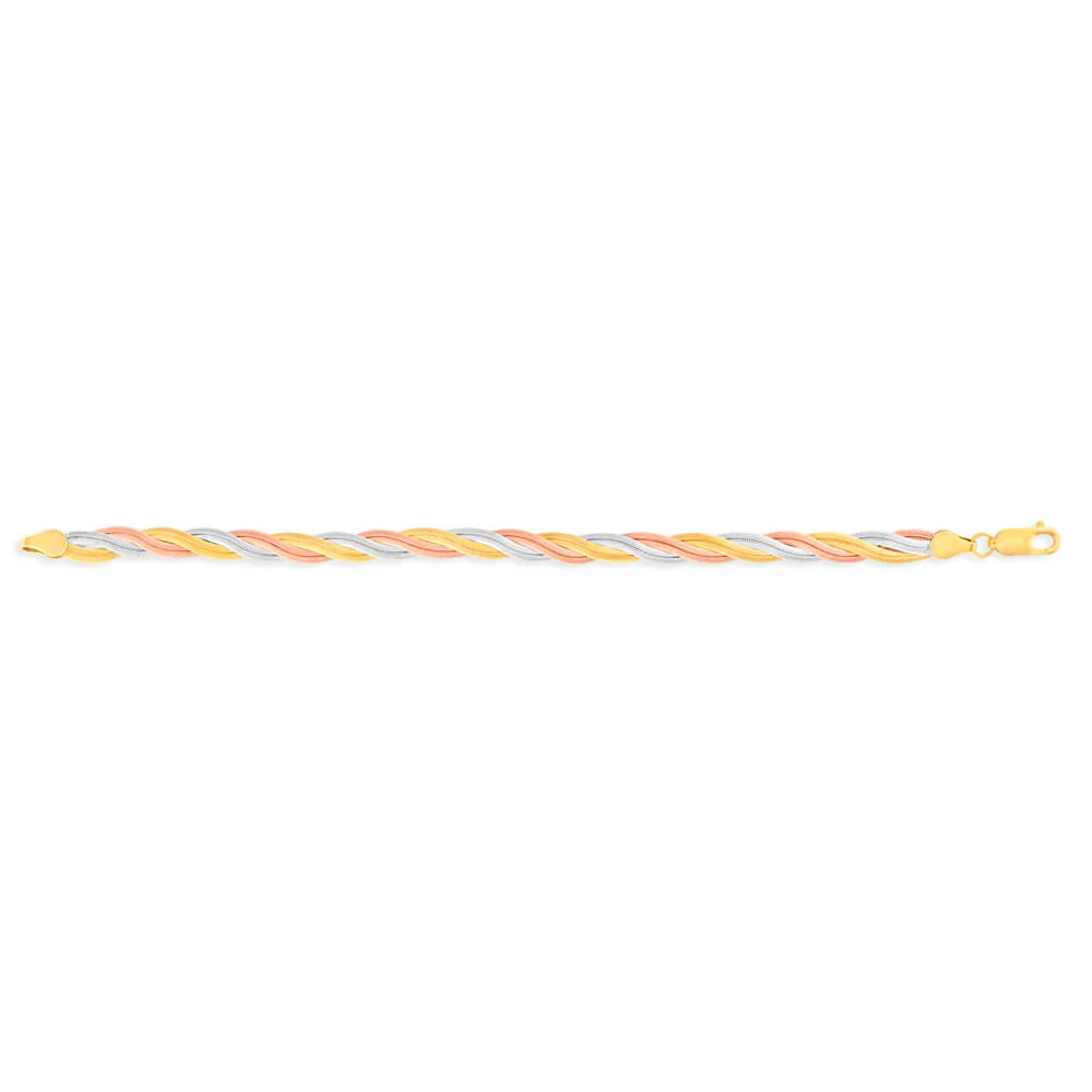 9ct Yellow Gold Silver Filled Herringbone Bracelet - Image 2