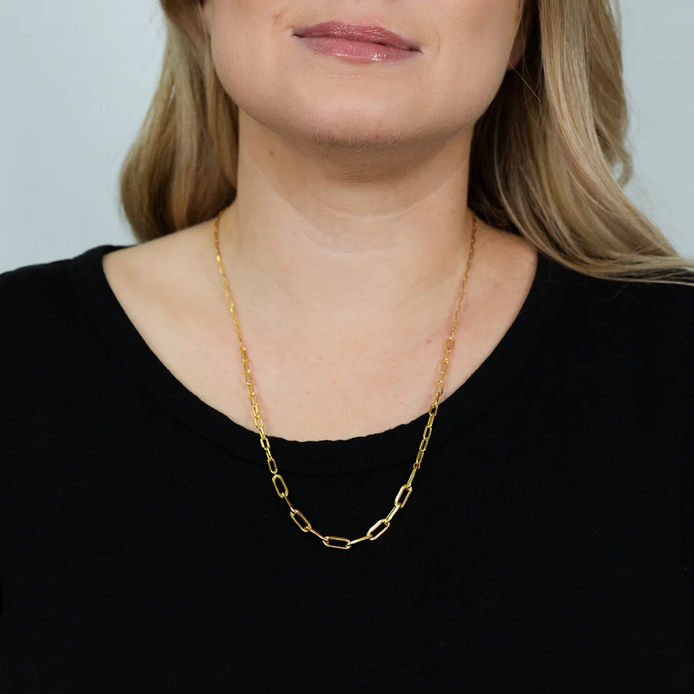9ct Yellow Gold Silver Filled Paperclip 60cm Chain - Image 3