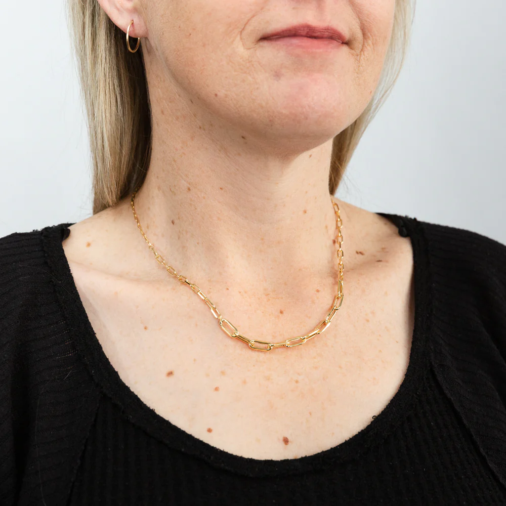 9ct Yellow Gold Silver Filled Paperclip Chain - Image 3