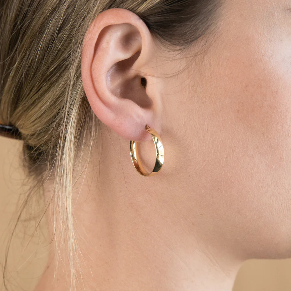 9ct Yellow Gold Silver Filled Plain 20mm Hoop Earrings - Image 2