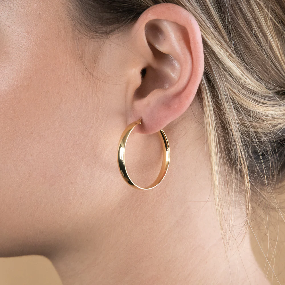 9ct Yellow Gold Silver Filled Plain 30mm Hoop - Image 2