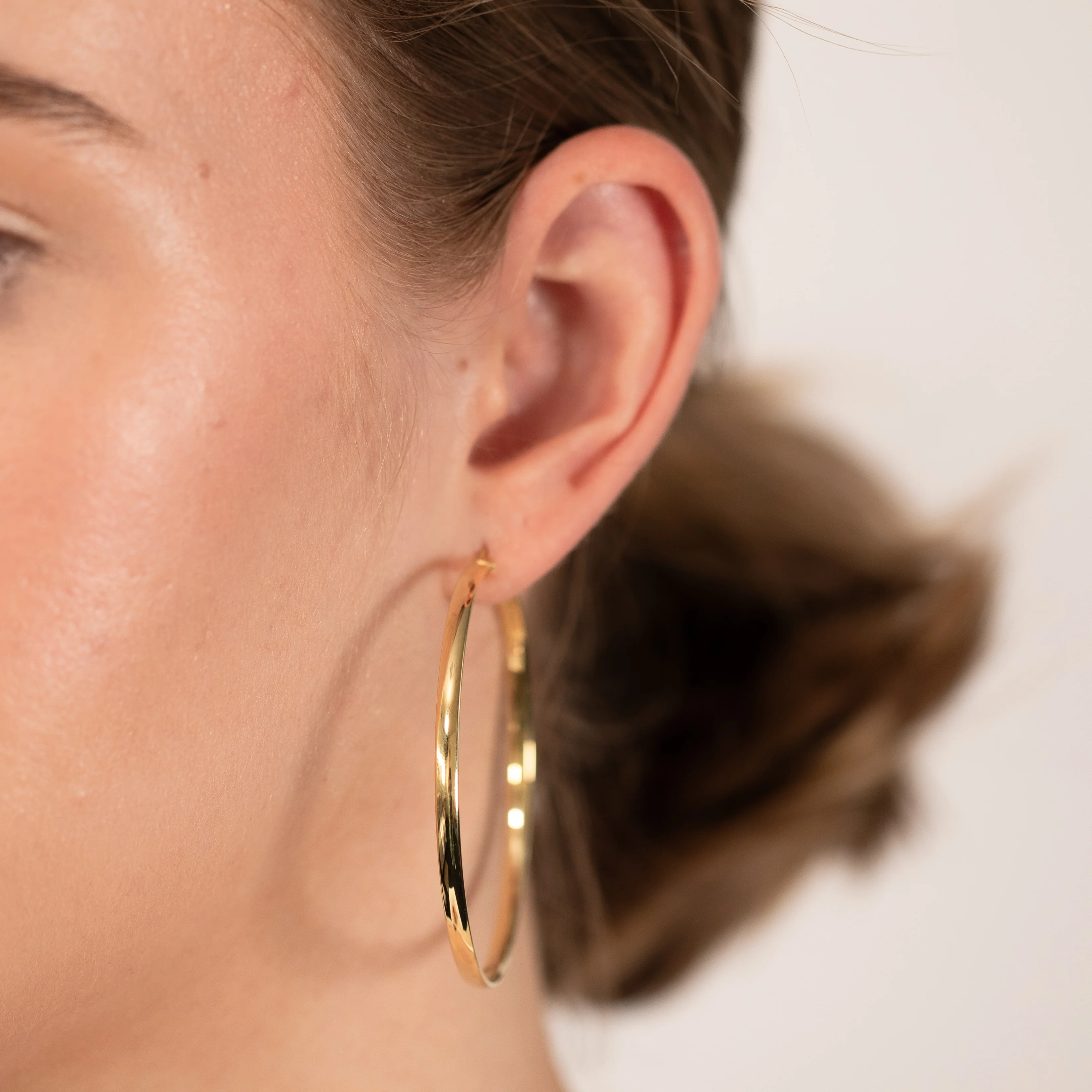 9ct Yellow Gold Silver Filled Plain Hoop Earrings - Image 2