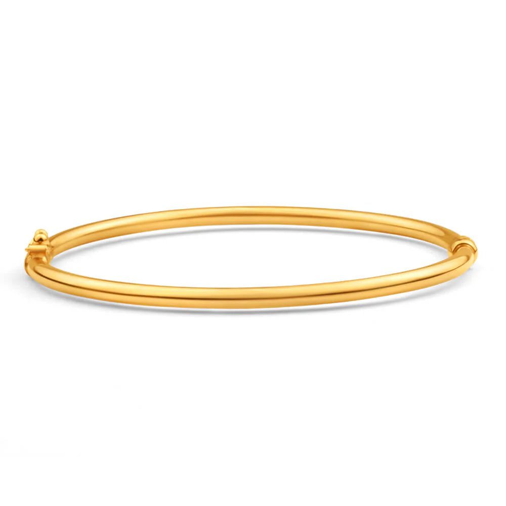 9ct Yellow Gold Silver Filled Plain Oval Hinge Bangle - Image 2