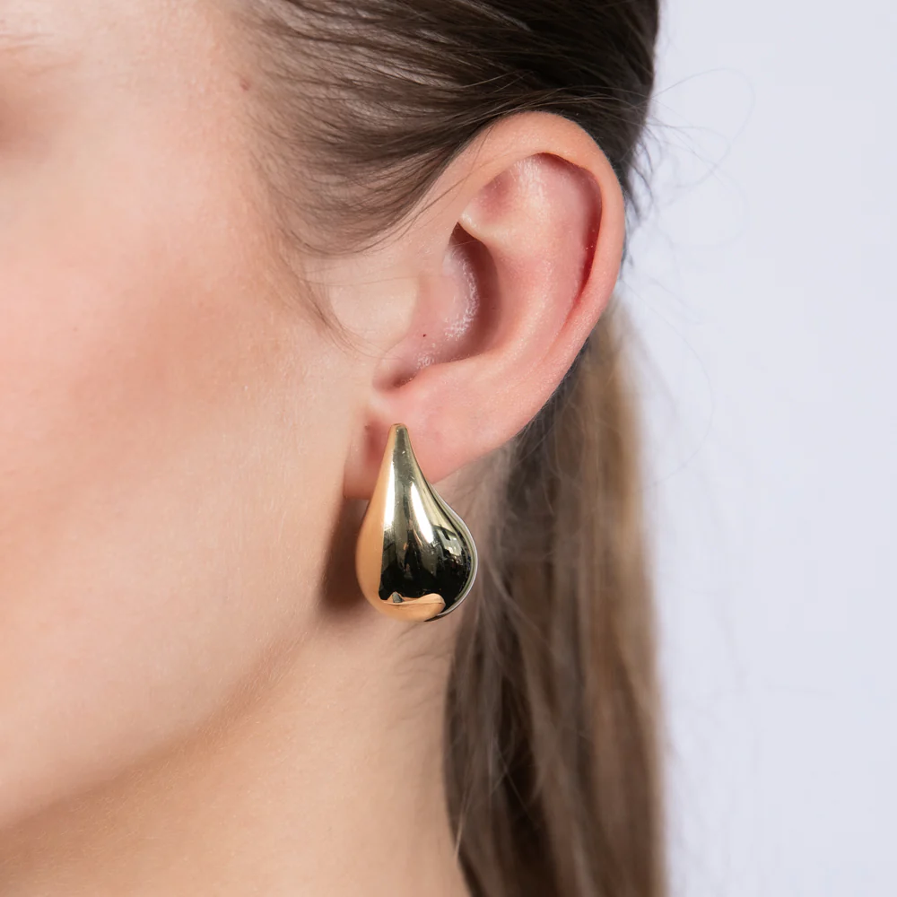 9ct Yellow Gold Silver filled Polished Tear Drop Stud Earrings - Image 2