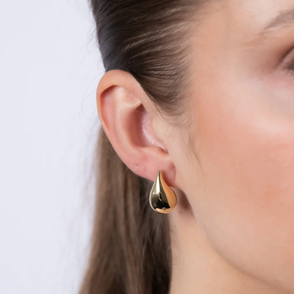9ct Yellow Gold Silver filled Polished Tear Drop Stud Earrings - Image 2