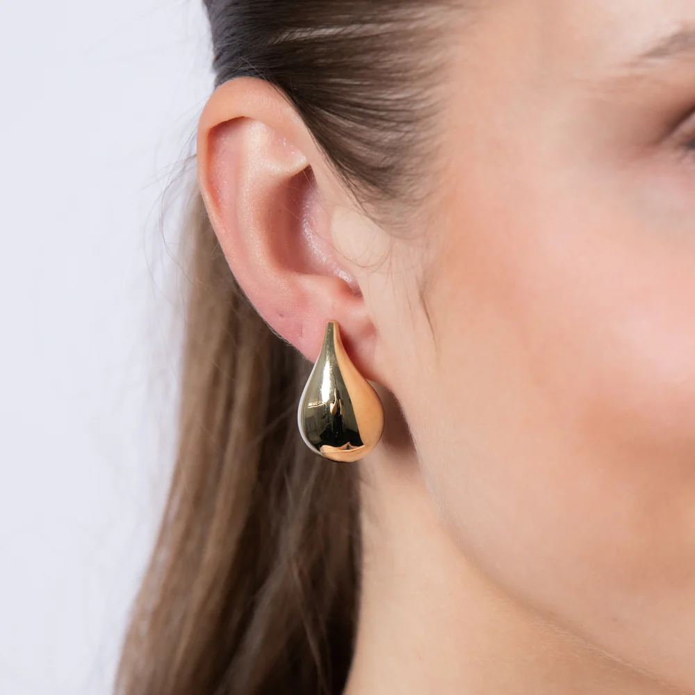 9ct Yellow Gold Silver-filled Polished Tear Drop Stud Earrings - Image 2