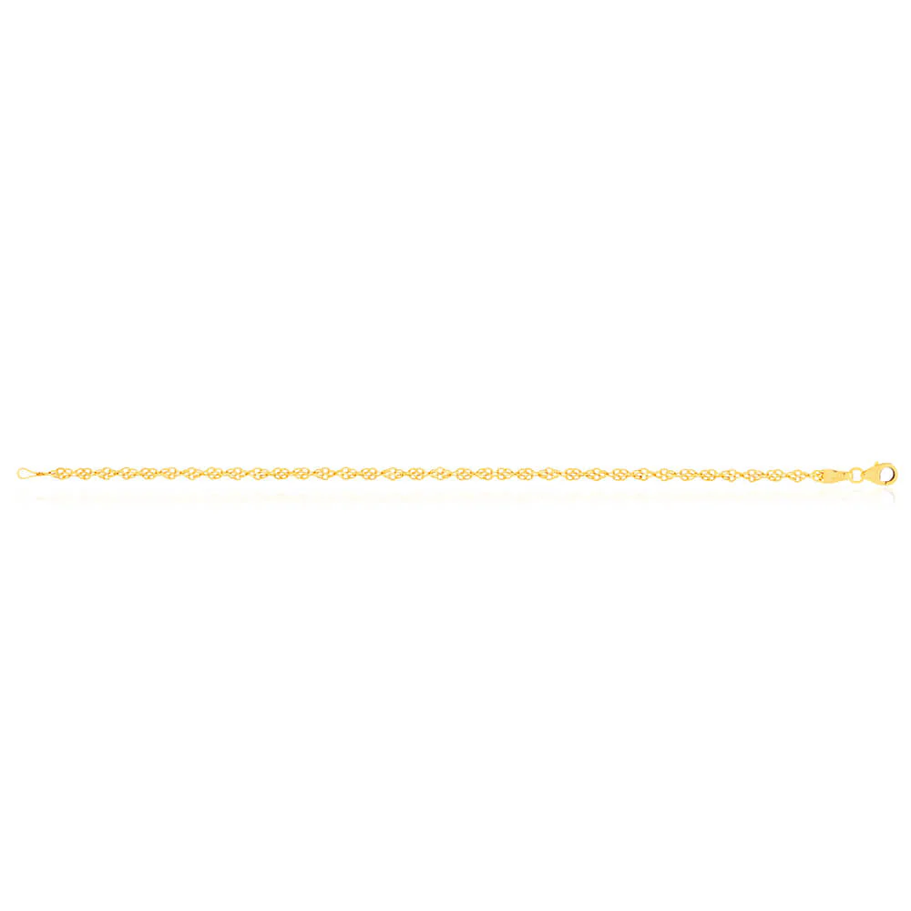 9ct Yellow Gold Silver Filled Singapore Link 19cm Bracelet - Image 2