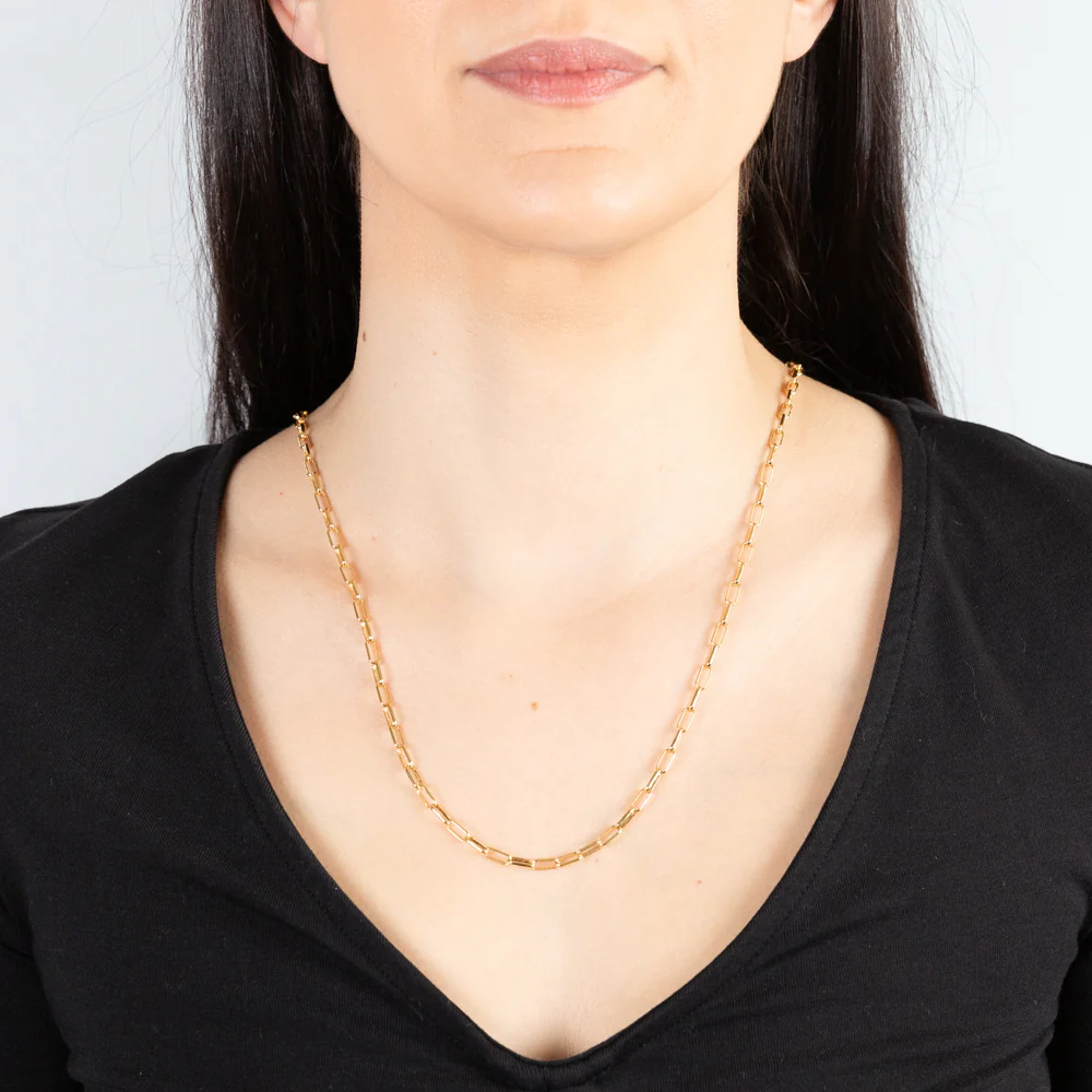 9ct Yellow Gold Silver Filled Small Paperclip 60cm Chain - Image 3