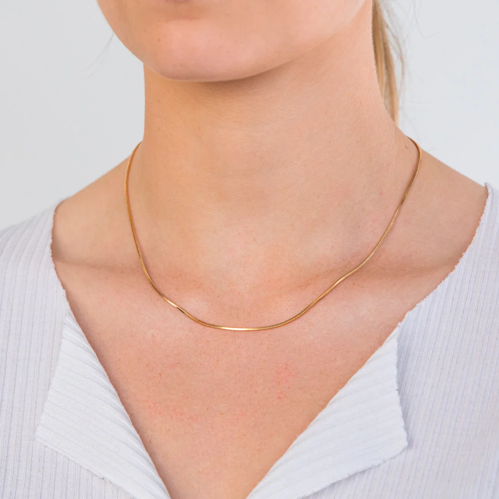 9ct Yellow Gold Silver Filled Snake Sq 45cm Chain - Image 4