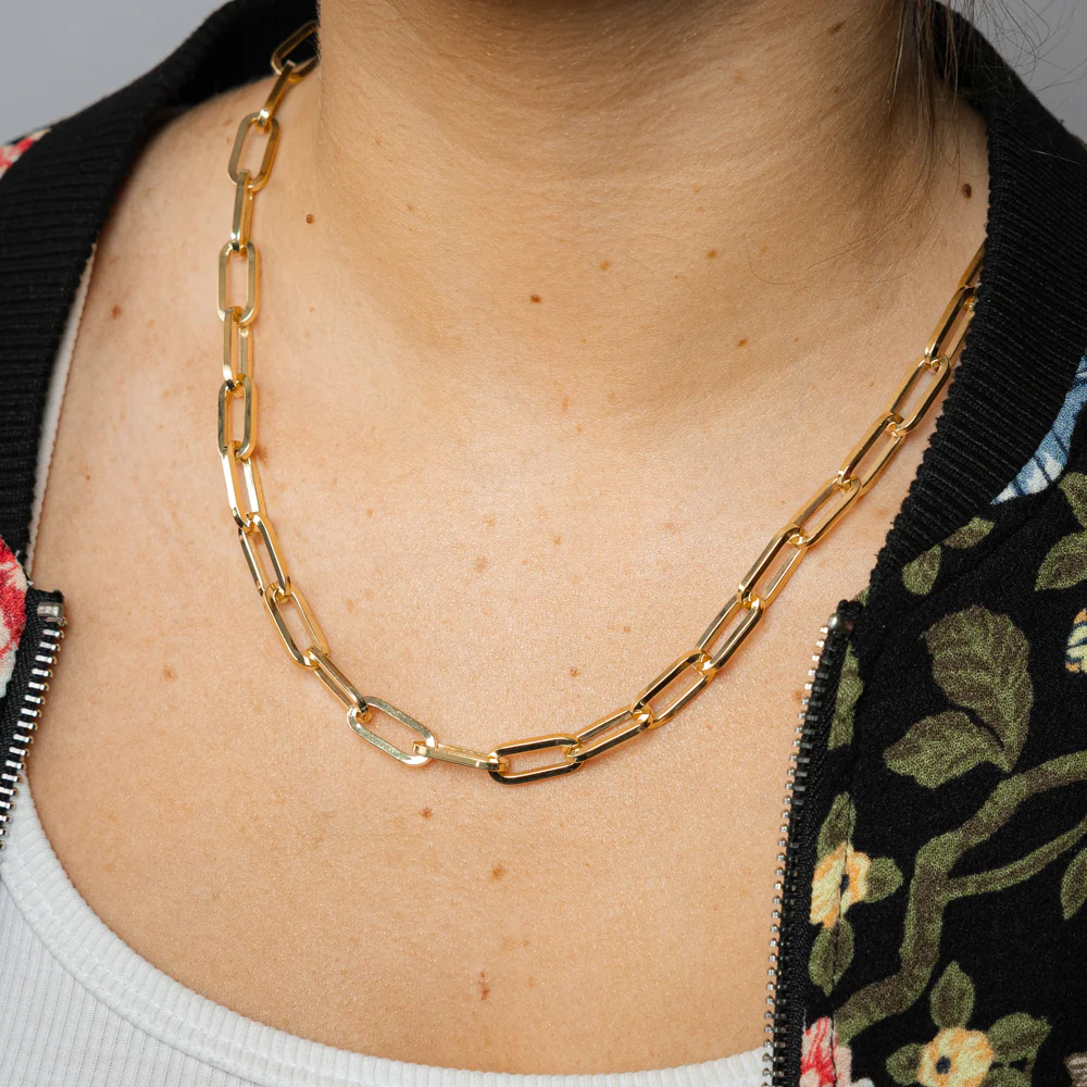 9ct Yellow Gold Silver Filled Solid Paperclip 50cm Chain - Image 3