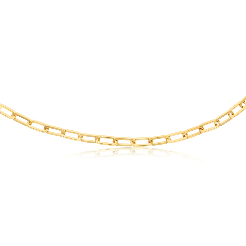 9ct Yellow Gold Silver Filled Solid Paperclip 55cm Chain - Image 2