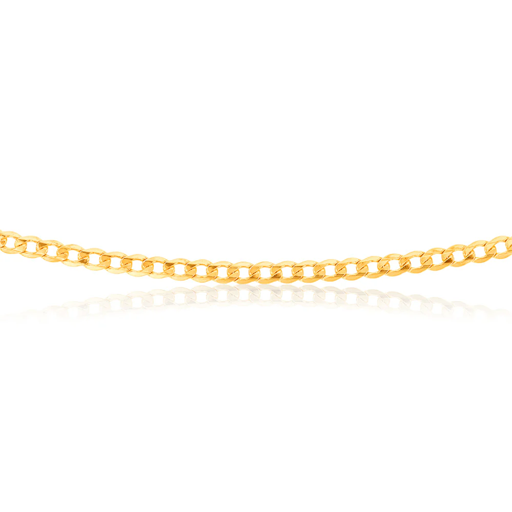 9ct Yellow Gold Silver Filled Super Flat Curb 80 Gauge 45cm Chain - Image 2