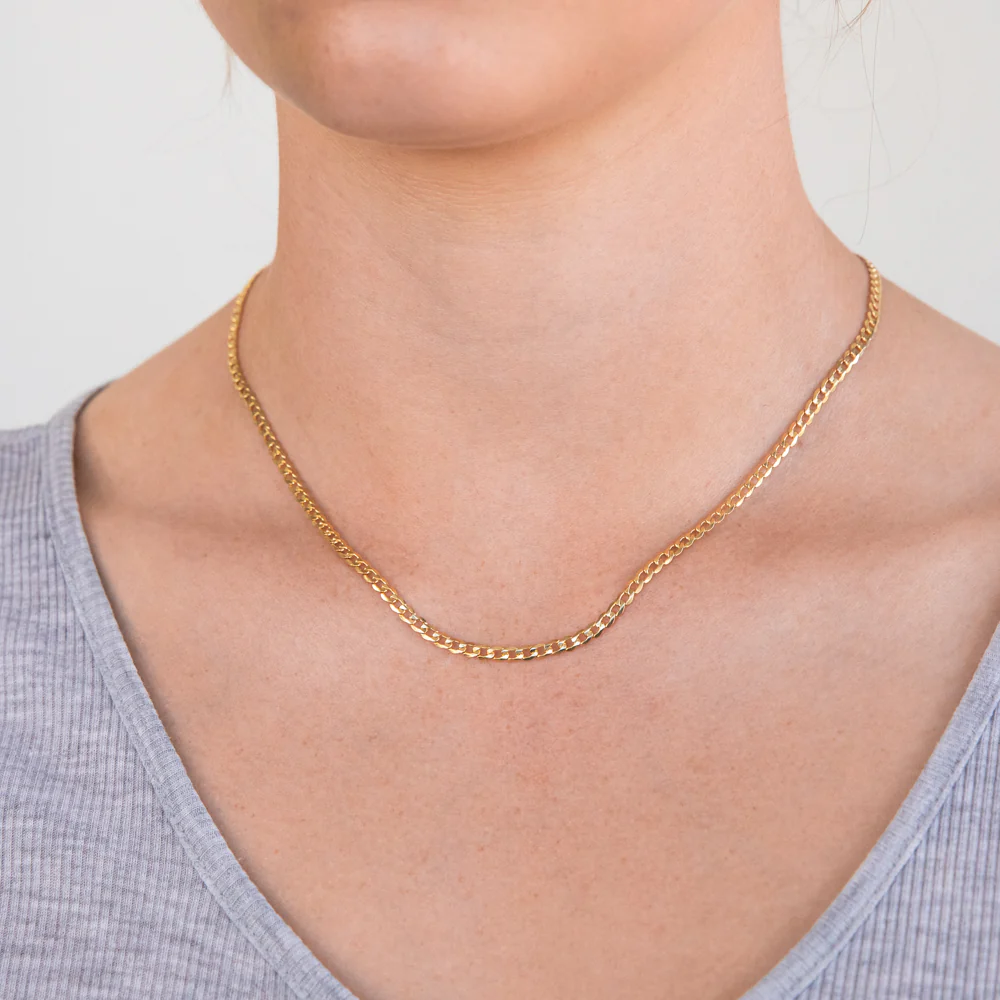 9ct Yellow Gold Silver Filled Super Flat Curb 80 Gauge 45cm Chain - Image 3