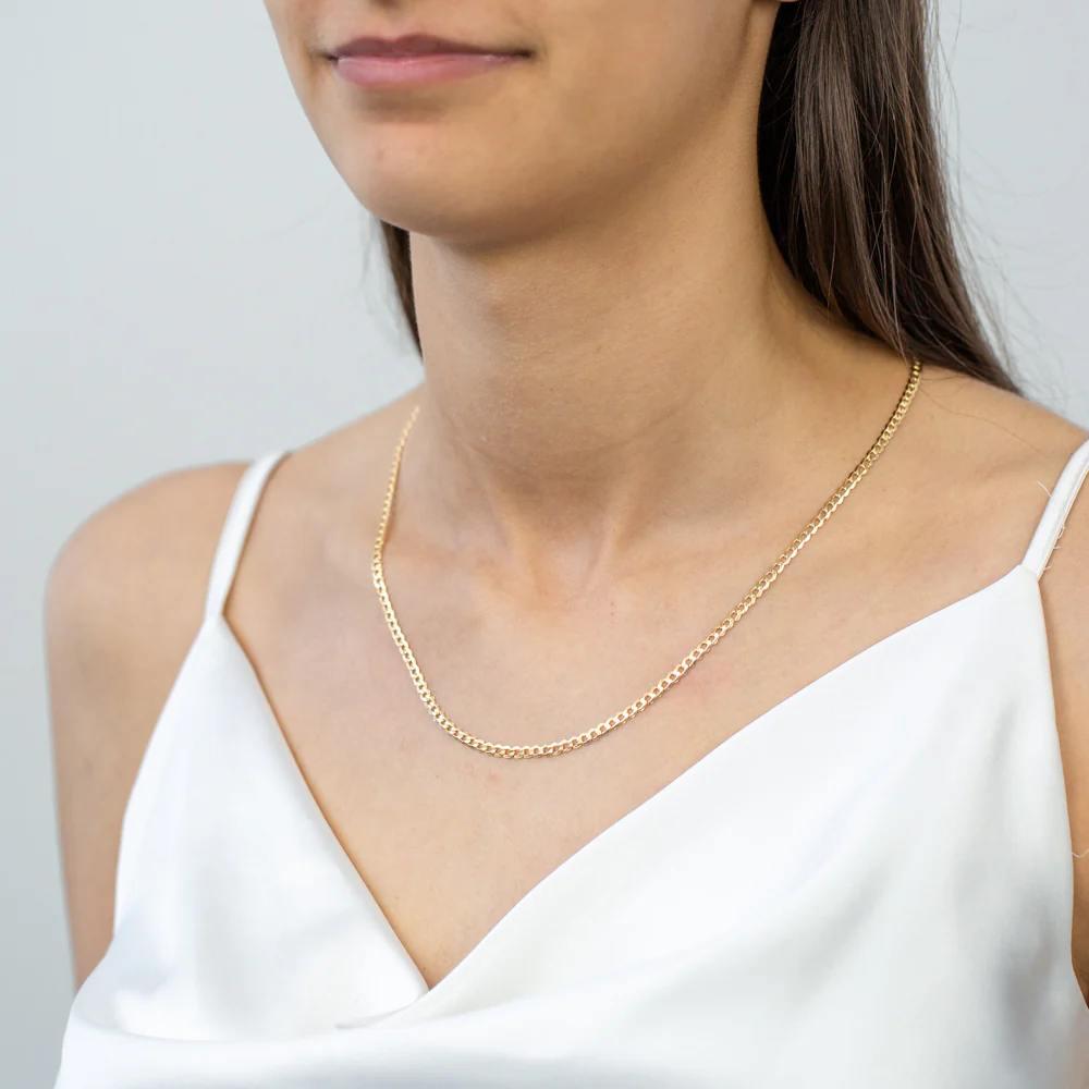 9ct Yellow Gold Silver Filled Super Flat Curb 80 Gauge 50cm Chain - Image 2