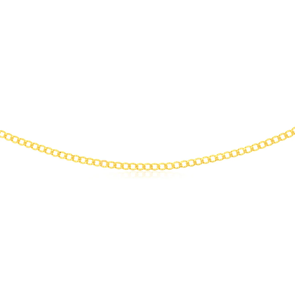 9ct Yellow Gold Silver Filled Textured Curb 95 Gauge 45cm Chain - Image 2