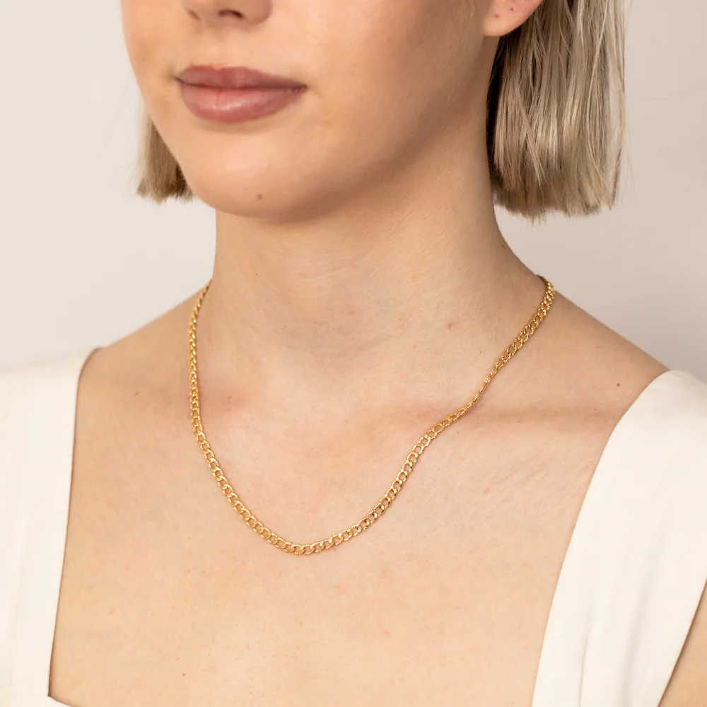 9ct Yellow Gold Silver Filled Textured Curb 95 Gauge 45cm Chain - Image 3