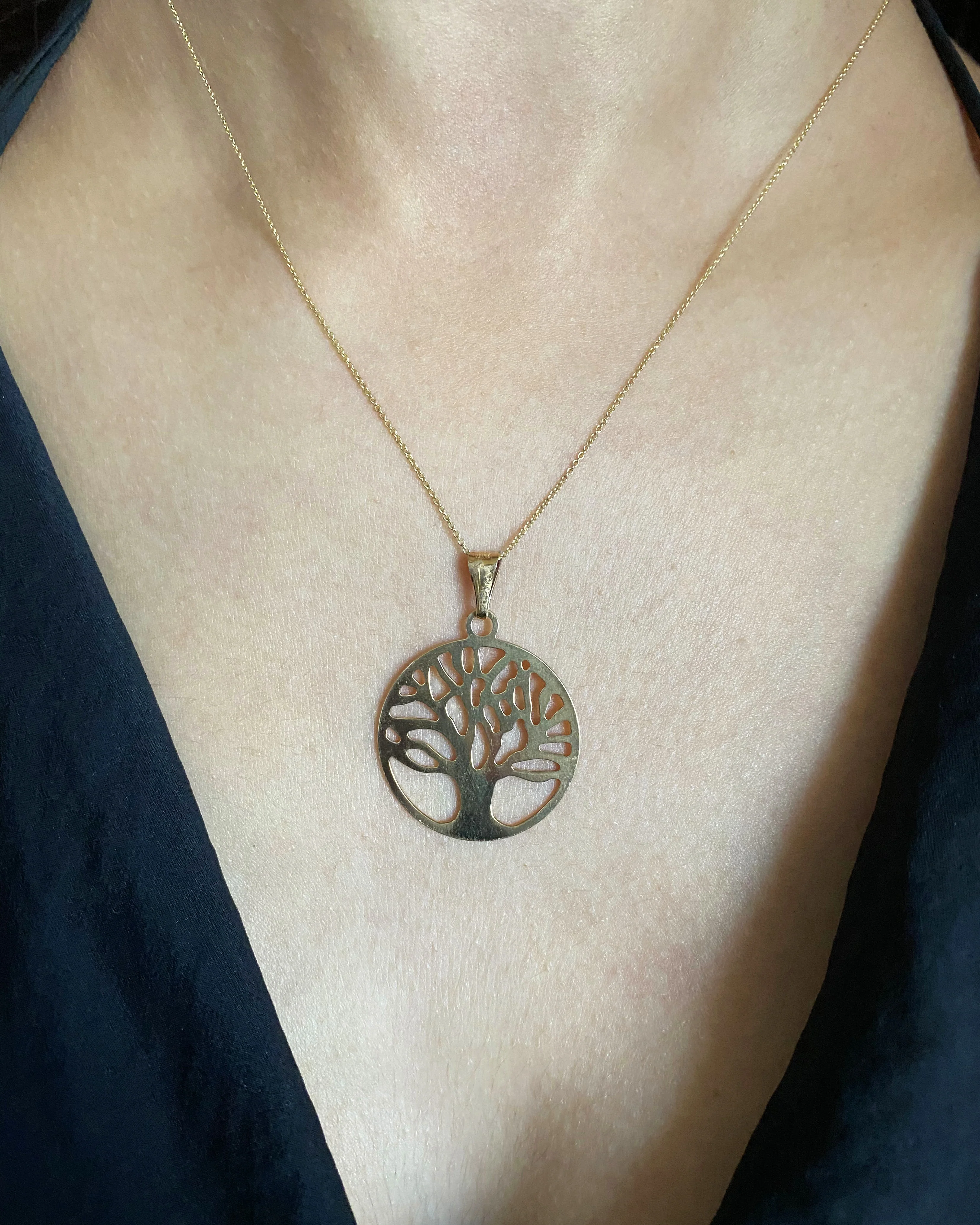 9ct Yellow Gold Silver Filled Tree of Life 25mm Pendant - Image 2