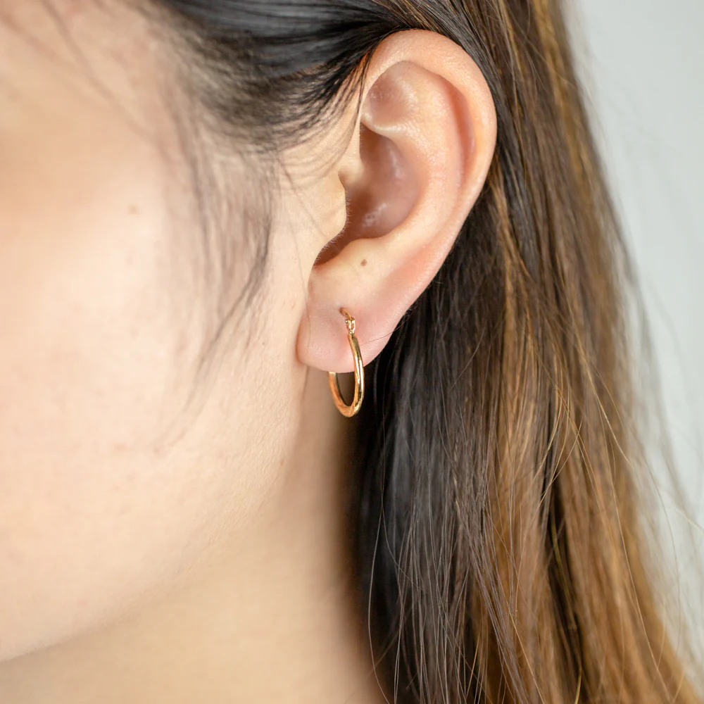 9ct Yellow Gold Silver Filled Twist 15mm Hoop Earrings - Image 2