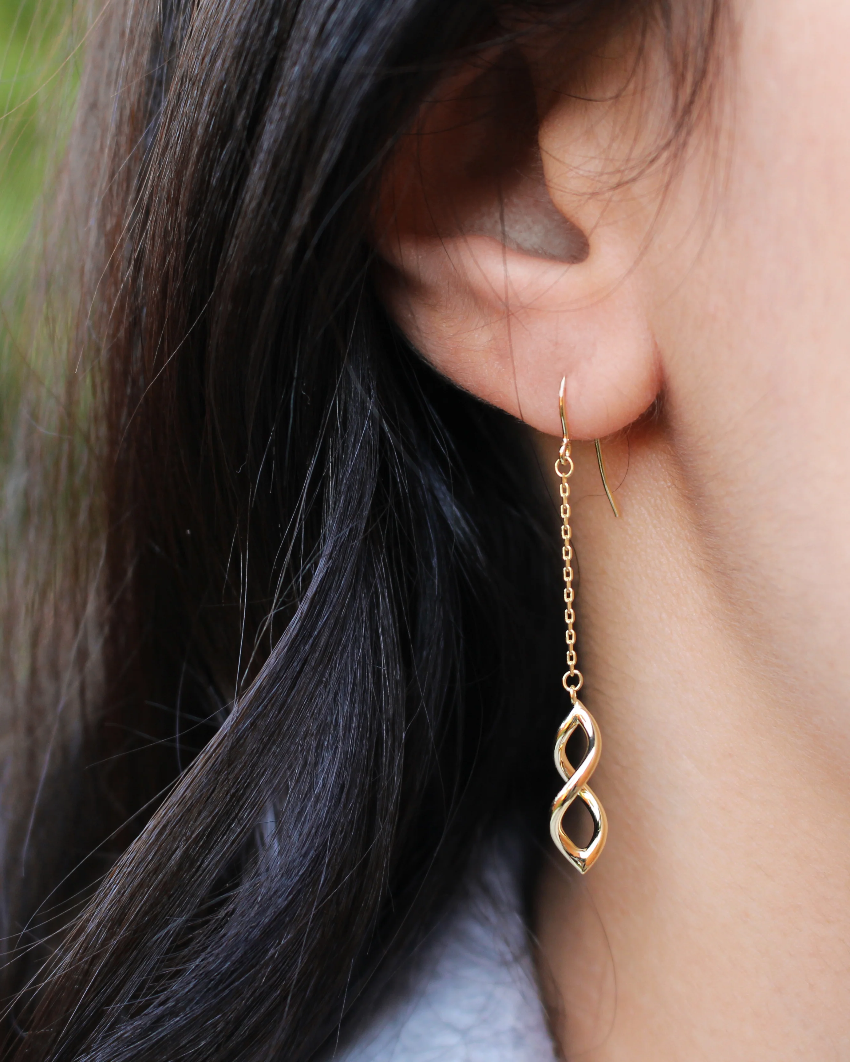 9ct Yellow Gold Silver Filled Twist Drop Earrings - Image 2