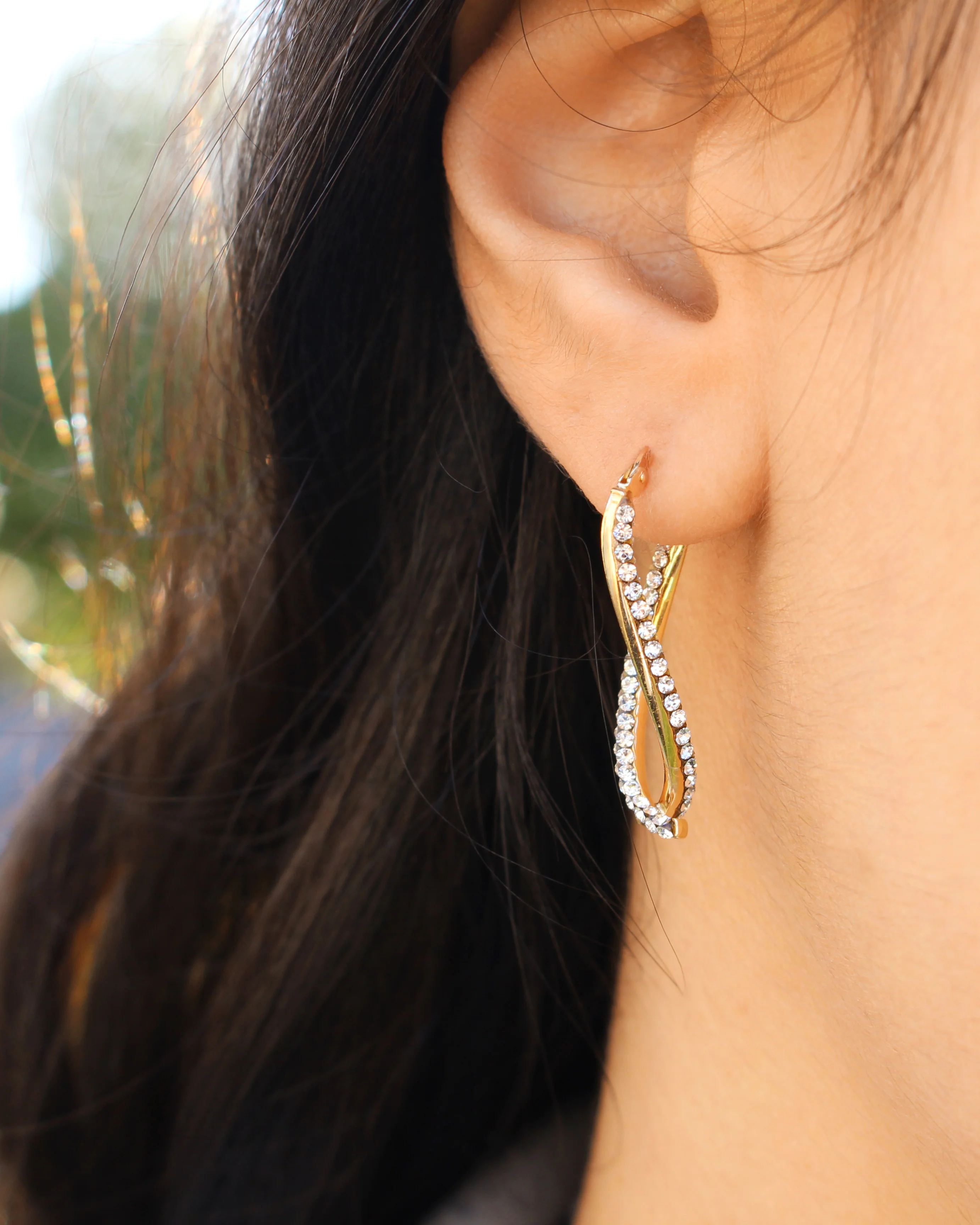 9ct Yellow Gold Silver Filled Twist Earrings - Image 2