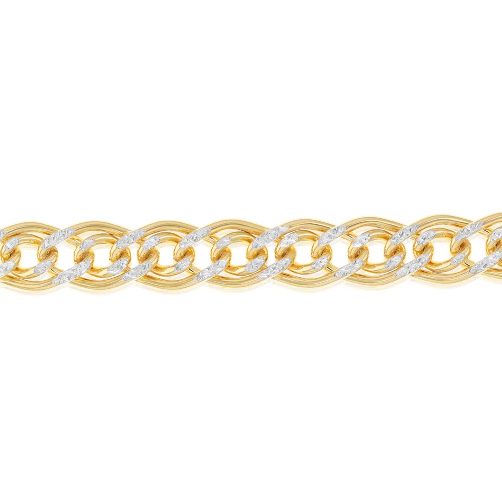 9ct Yellow Gold Silver Filled Two Tone Double 19cm Curb Bracelet - Image 3