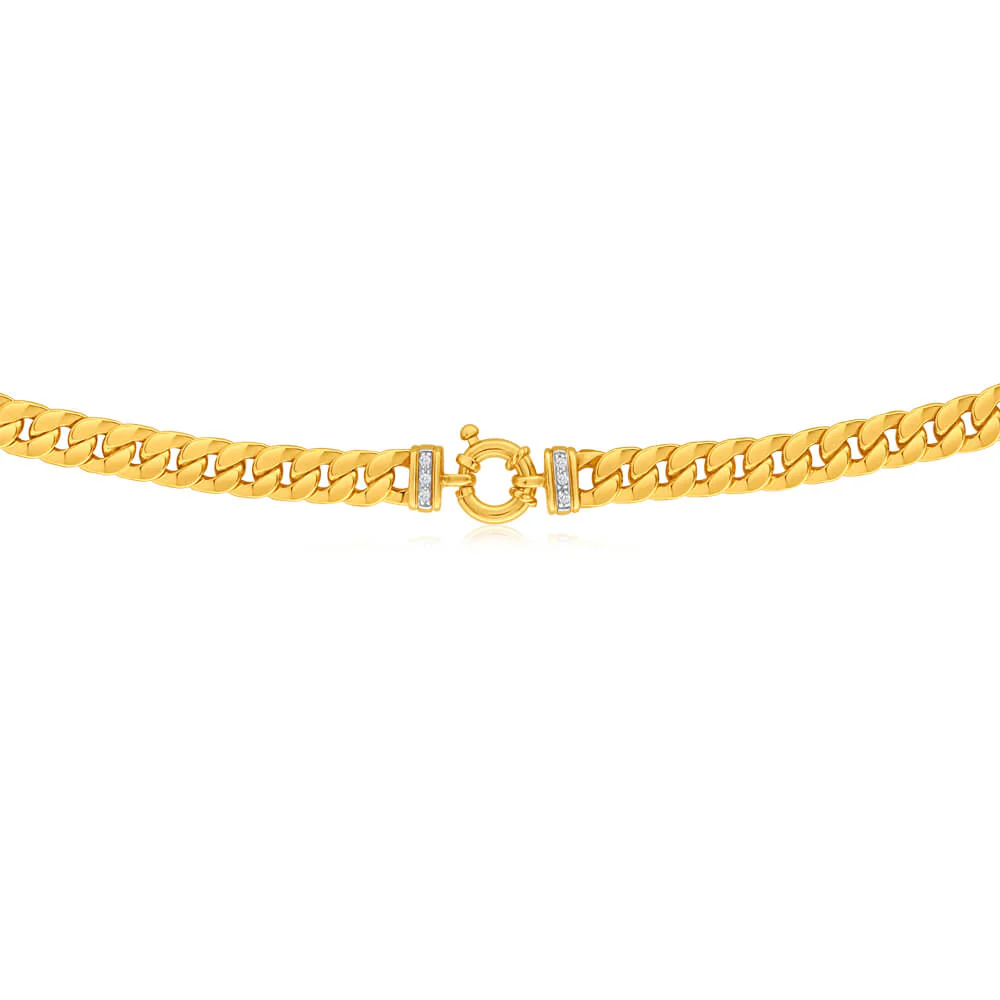 9ct Yellow Gold Silver Filled Zirconia Curb Chain - Image 2