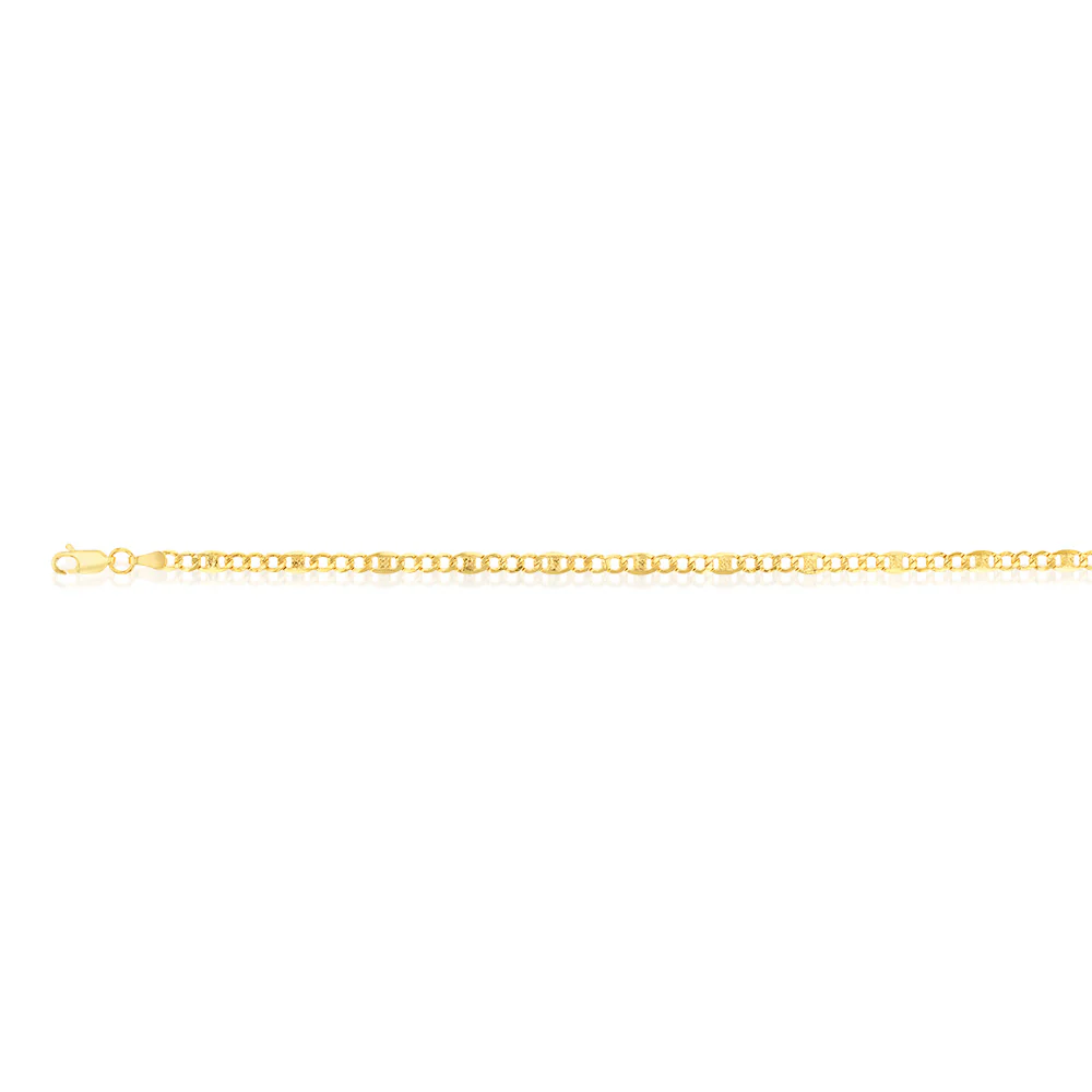 9ct Yellow Gold Silverfilled 1:3 Curb +Anch 80 Gauge 19cm Bracelet - Image 2