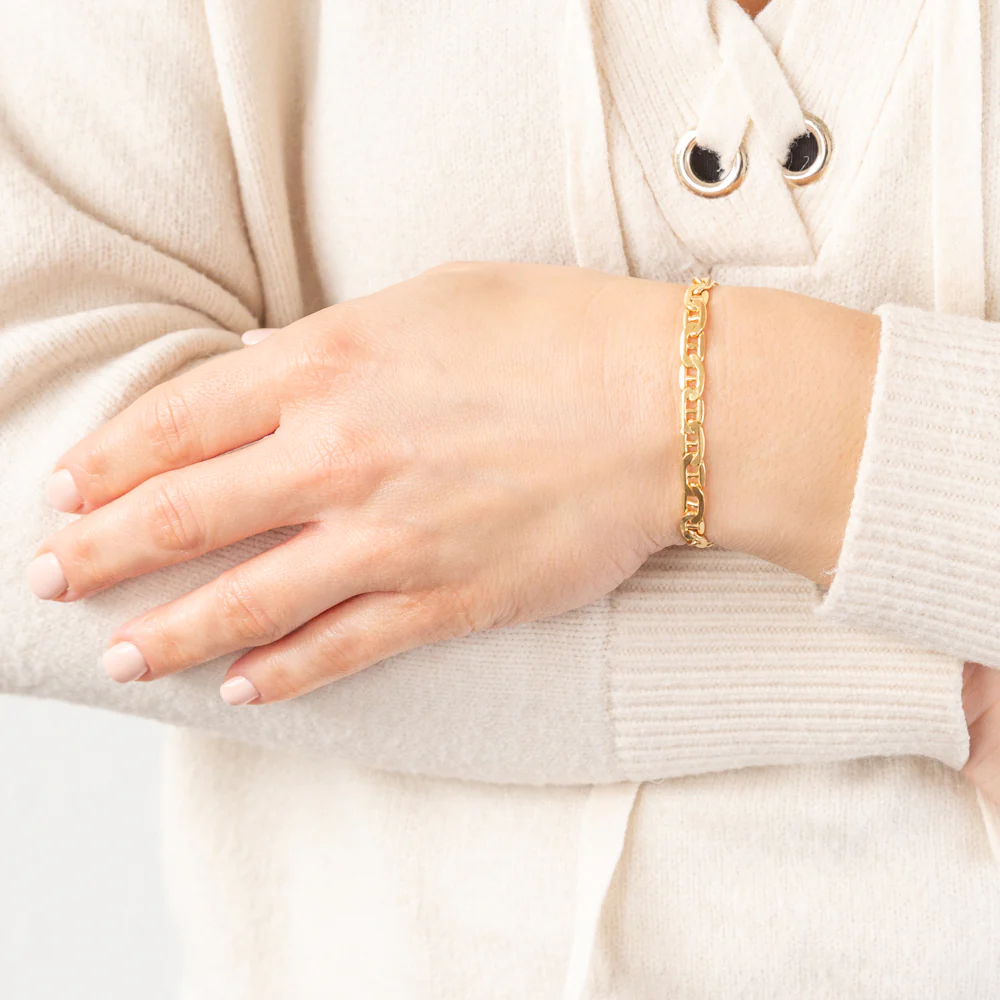 9ct Yellow Gold Silverfilled 150 Gauge Anchor 21cm Bracelet - Image 3