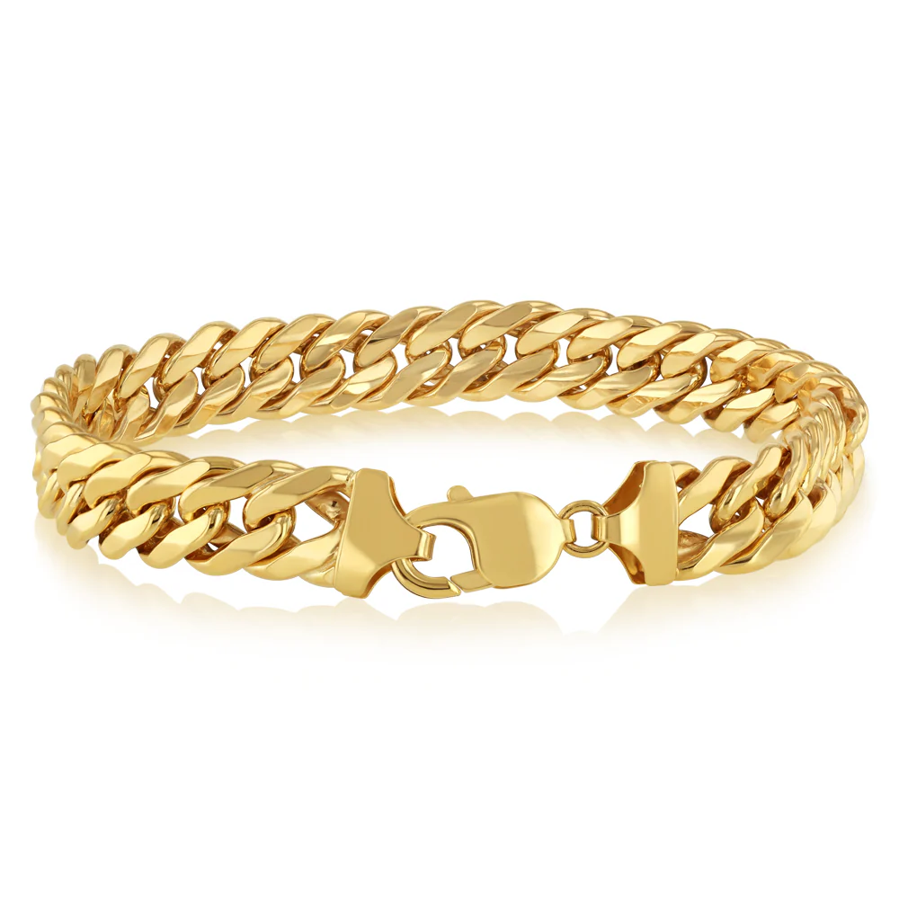 9ct Yellow Gold Silverfilled 210 Gauge Tight Curb 23cm Bracelet - Image 3