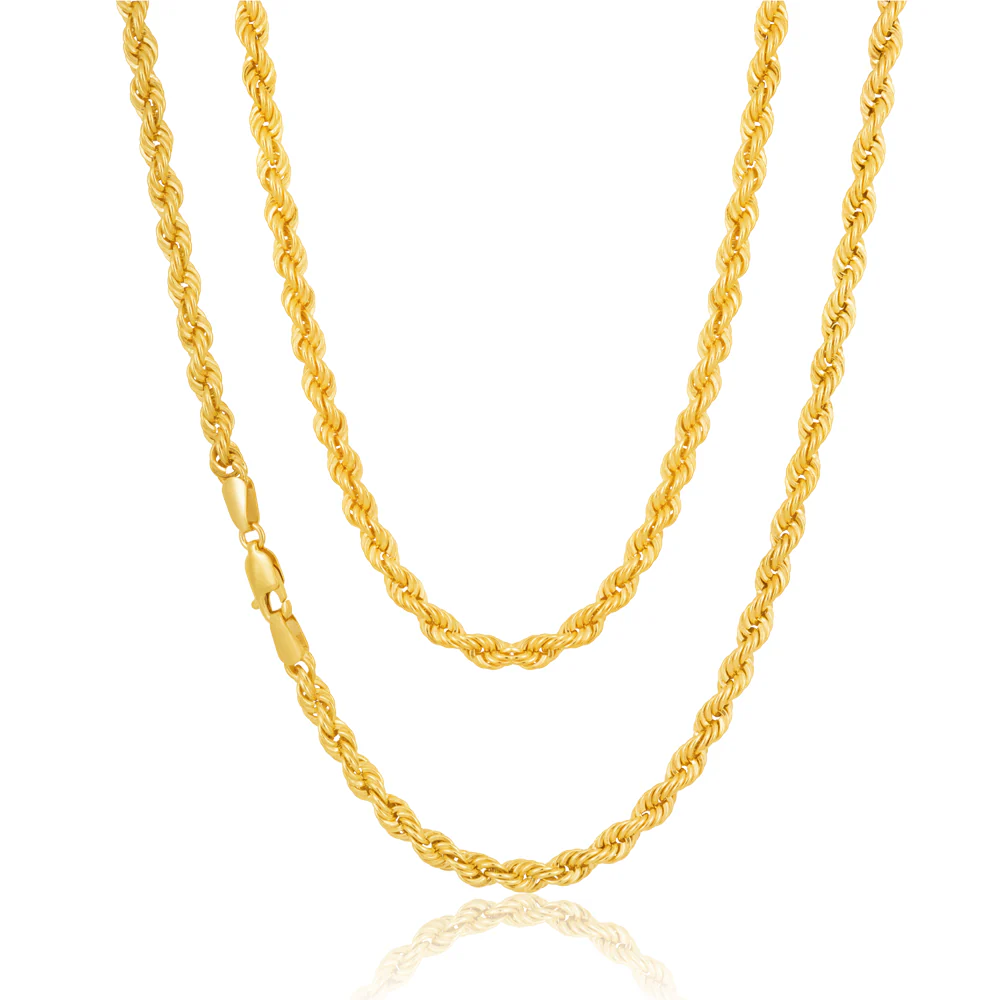 9ct Yellow Gold Silverfilled 50cm Rope Chain - Image 2