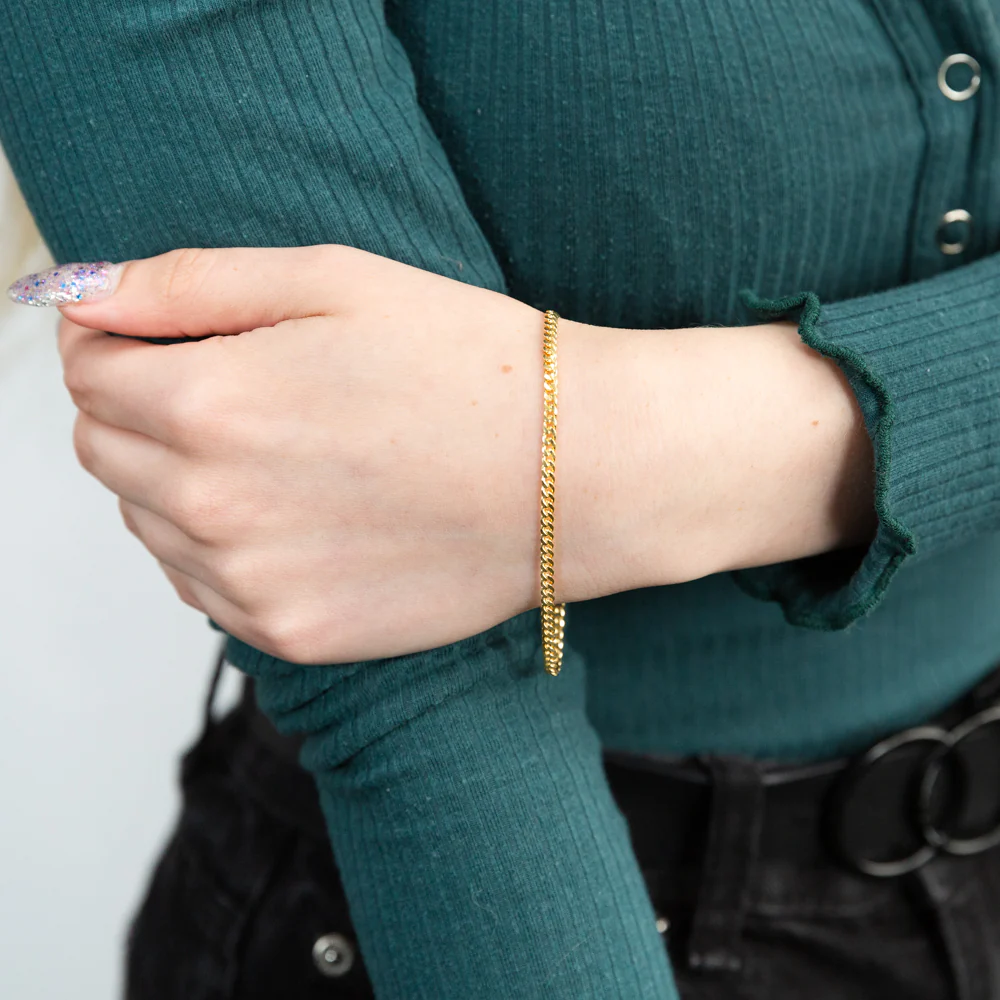 9ct Yellow Gold Silverfilled 80 Gauge Curb 19cm Bracelet - Image 3