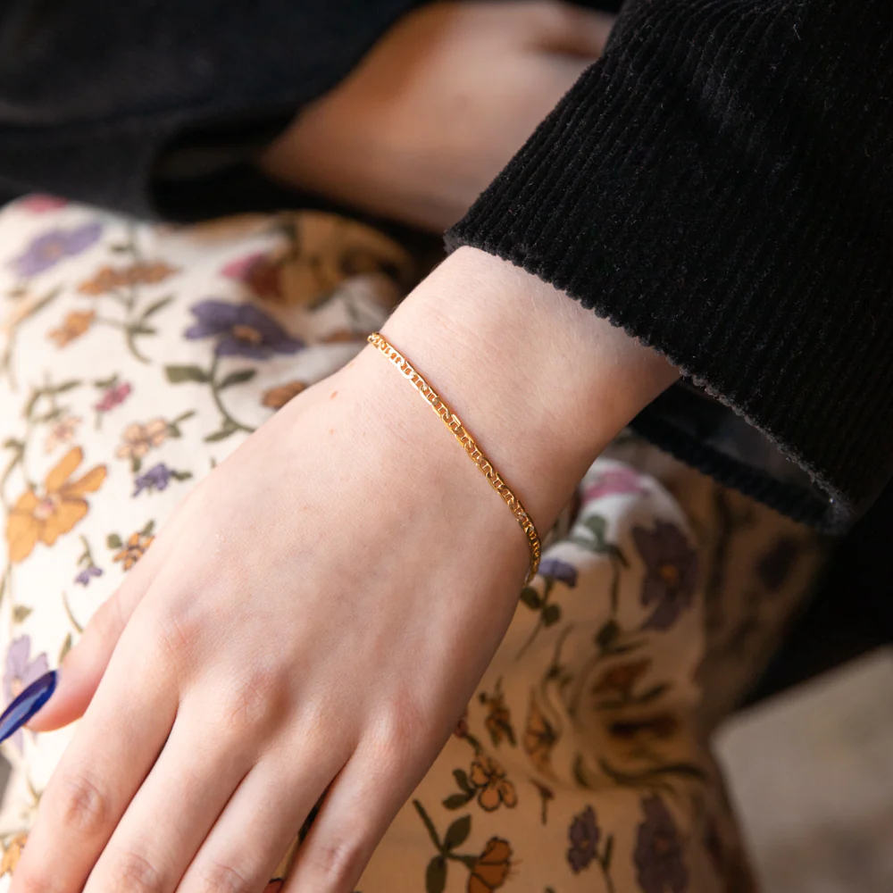 9ct Yellow Gold Silverfilled Anchor 80 Gauge 19cm Bracelet - Image 4