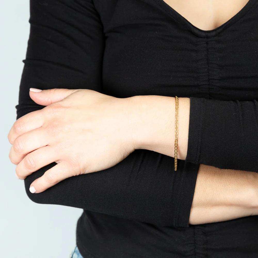 9ct Yellow Gold Silverfilled Anchor 80 Gauge 19cm Bracelet - Image 3