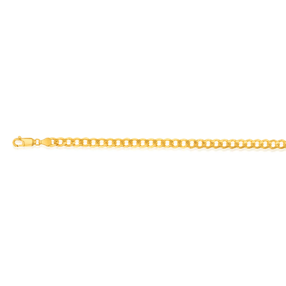 9ct Yellow Gold Silverfilled Bevelled Curb 120 Gauge 23cm Bracelet - Image 2