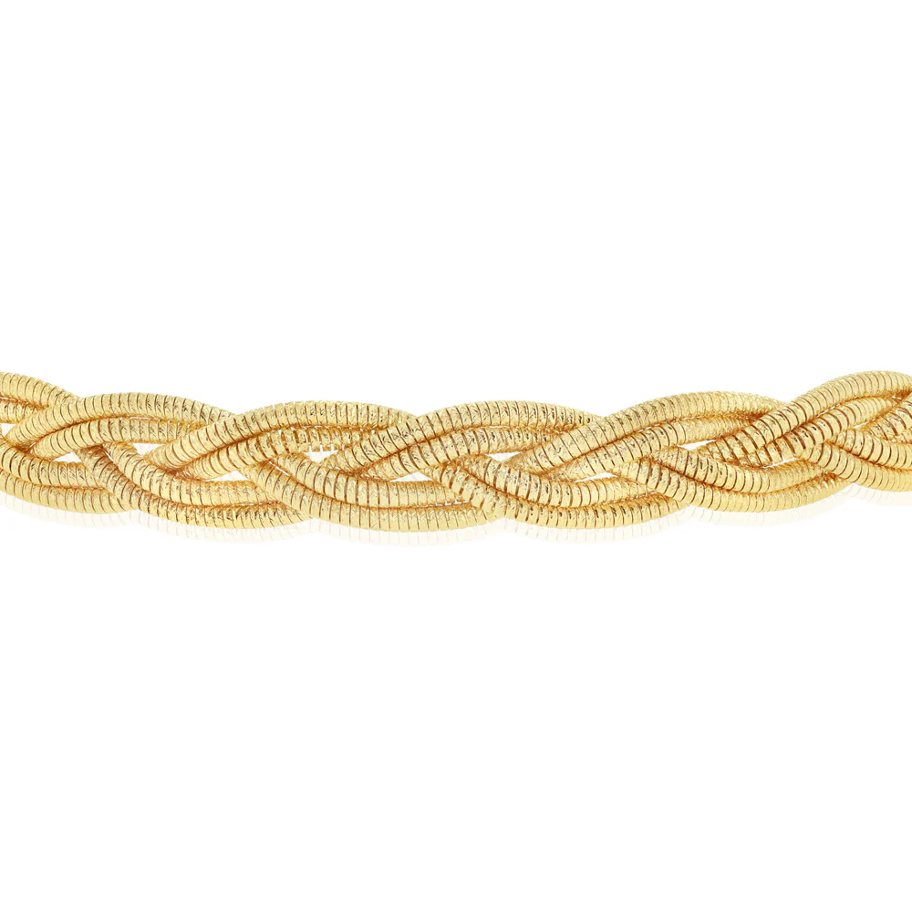 9ct Yellow Gold Silverfilled Braided Herringbone Bracelet - Image 2