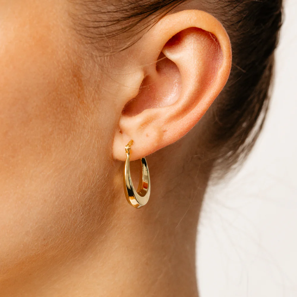 9ct Yellow Gold Silverfilled Creole Hoop Earrings - Image 2