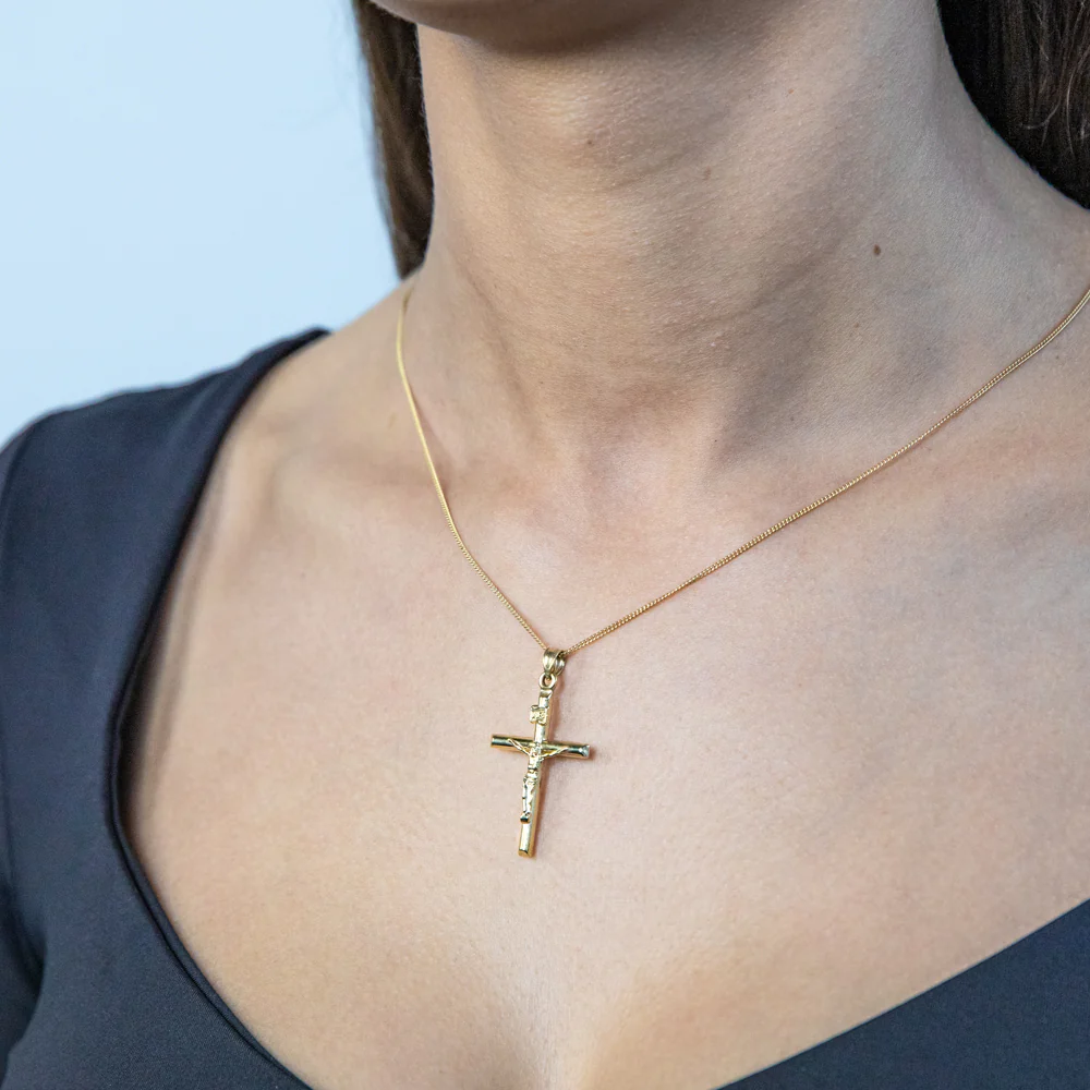 9ct Yellow Gold Silverfilled Crucifix Cross Pendant - Image 2