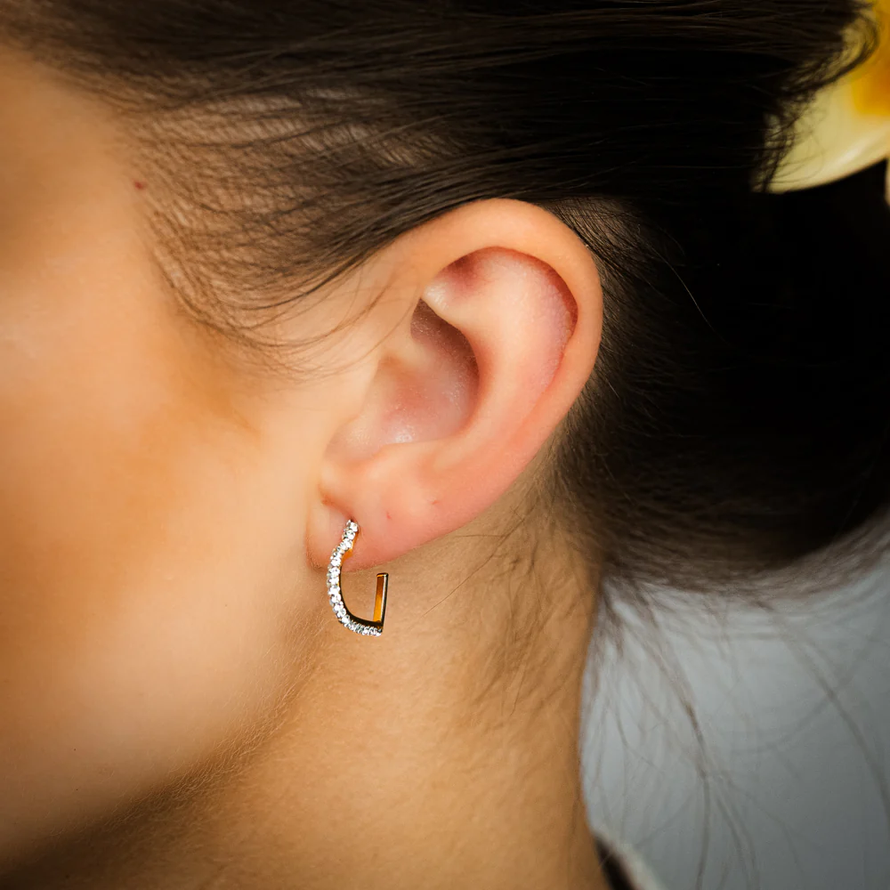 9ct Yellow Gold Silverfilled Crystals On Heart 3/4th Hoop Earrings - Image 3