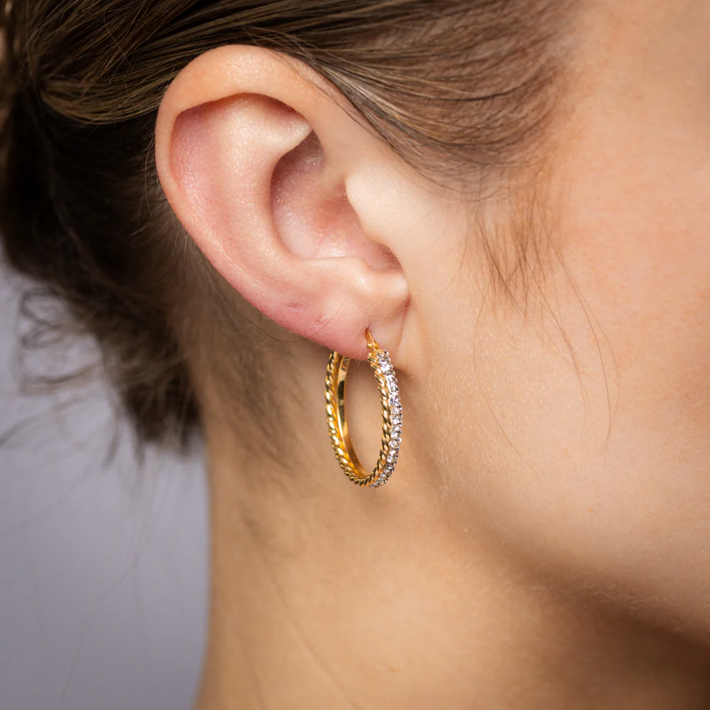 9ct Yellow Gold Silverfilled Crystals On Hoop Earrings - Image 2