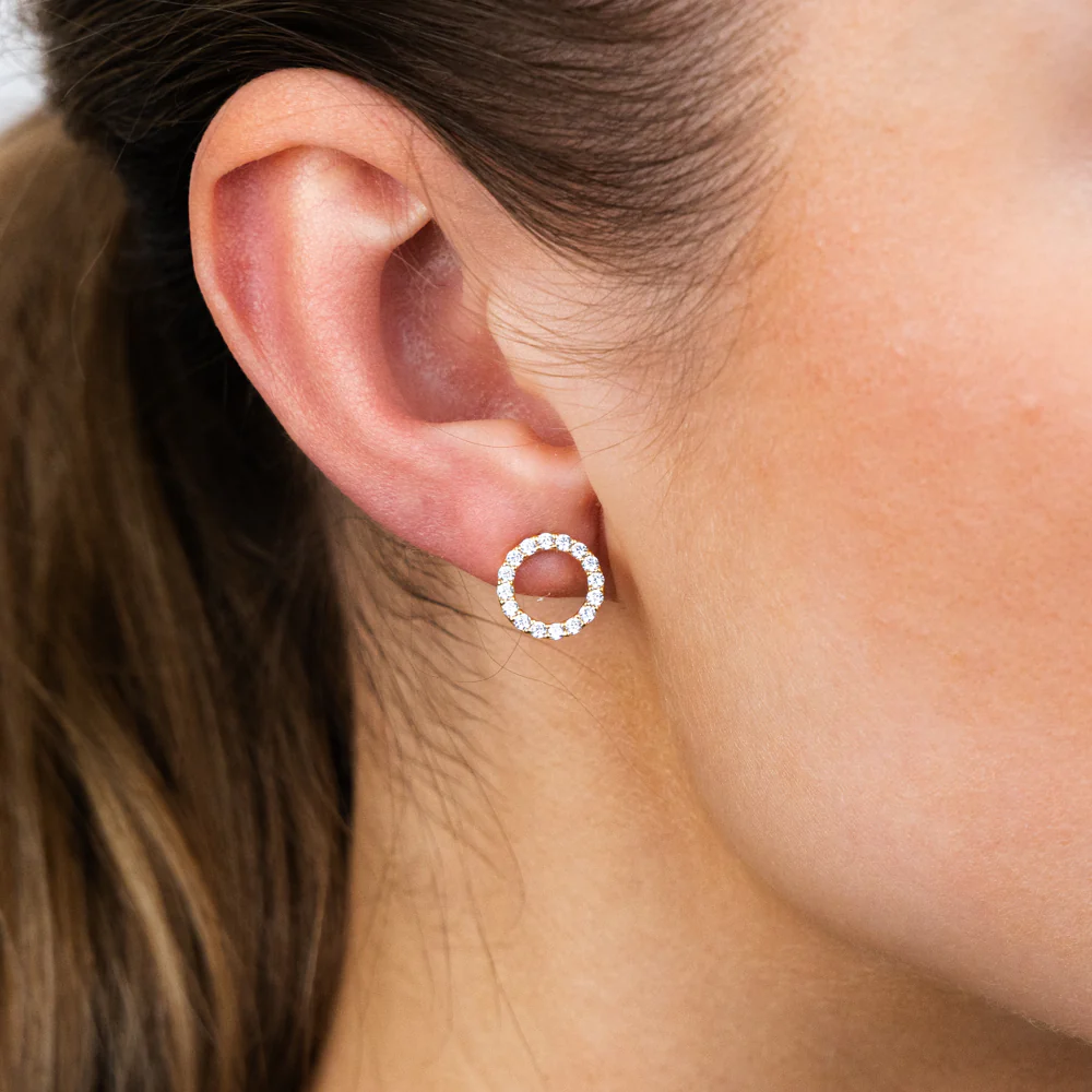 9ct Yellow Gold Silverfilled Cubic Zirconia Circle Of Life Stud Earrings - Image 2