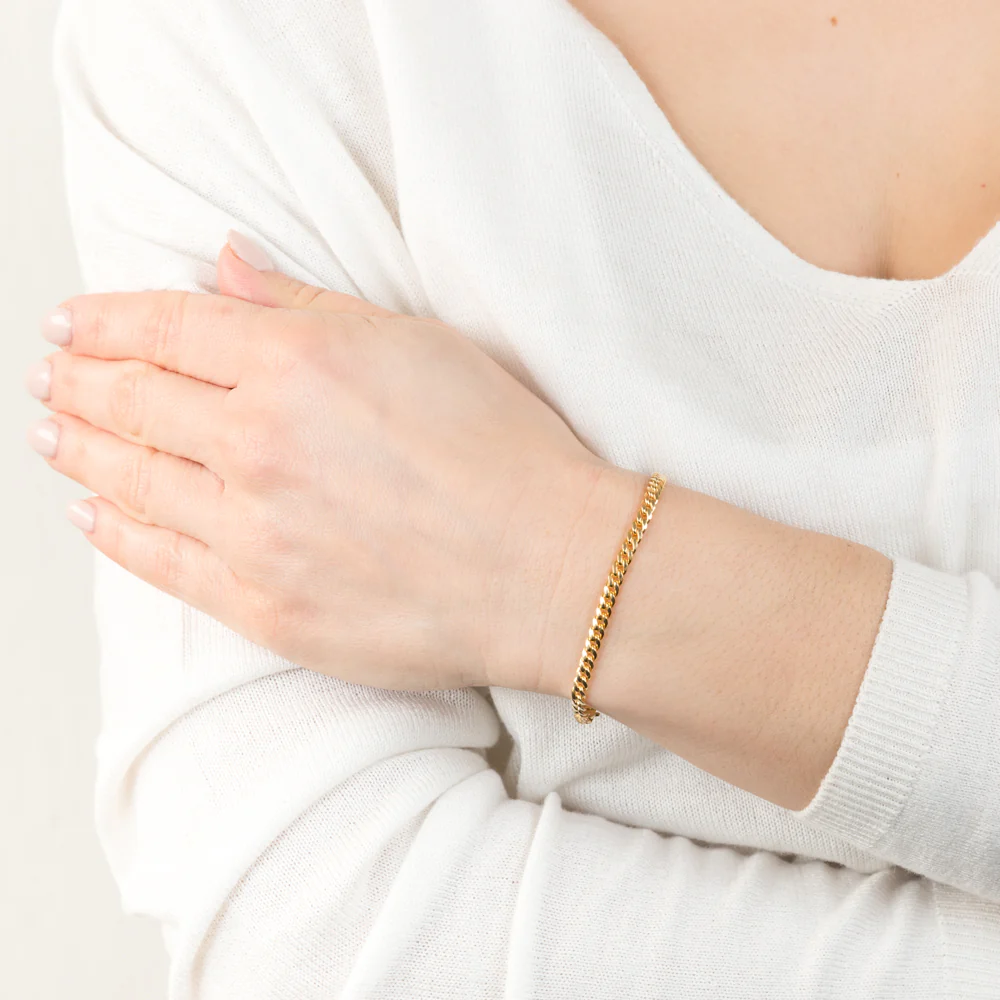 9ct Yellow Gold Silverfilled Curb 100 Gauge 21cm Bracelet - Image 3