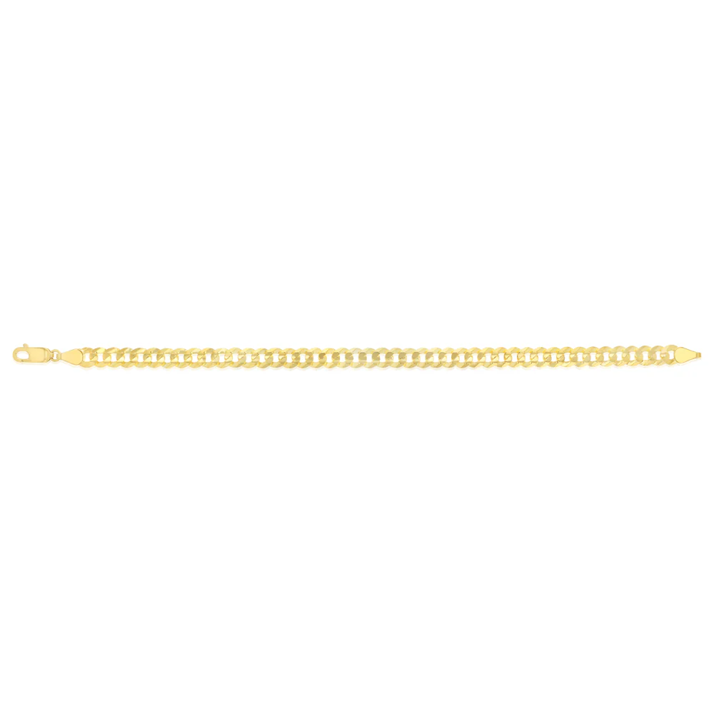 9ct Yellow Gold Silverfilled Curb Concave Lightweight 130 Gauge 19cm Bracelet - Image 2